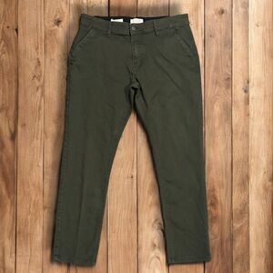 Scott James Mens W36 L30 Slim Fit Olive Green Chino Pants Cotton Stretch Trouser